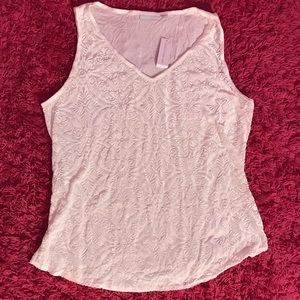 White Sleeveless Blouse w/ Floral Designs